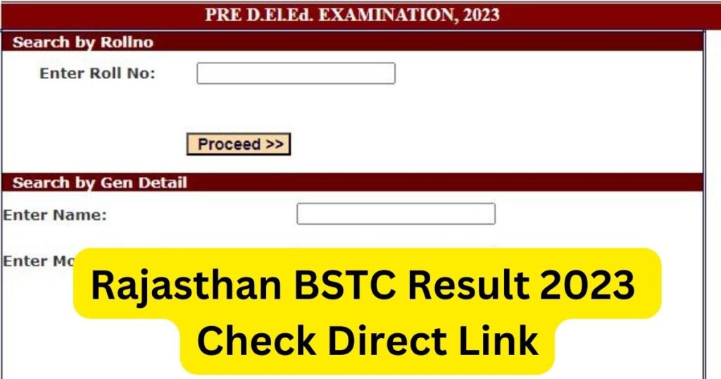 Rajasthan BSTC Result 2023 Check Link